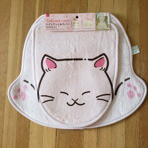 Daiso cute kawaii cat toilet seat cover and mat NWT